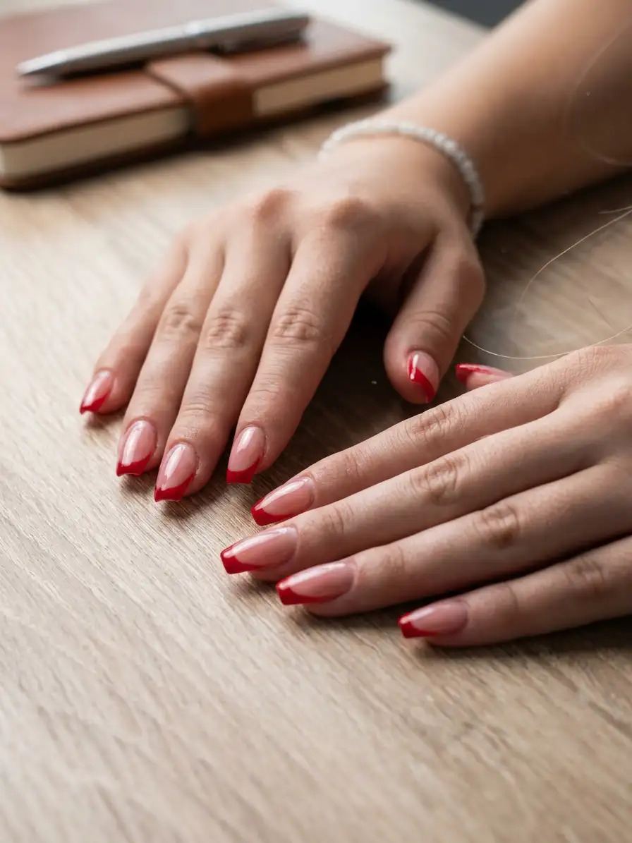 Gepflegte Hände mit rotem Nageldesign